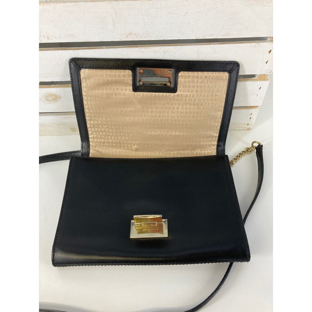 KATE SPADE, BLACK SMOOTH LEATHER SLIM CROSSBODY BAG - Picture 5 of 12